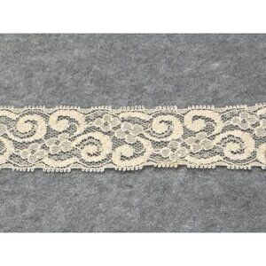 Ivory Lace Trim 1.25" wide x 2 yards + 30" Floral & Swirl Design Vintage Sewing/